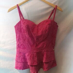Vintage Hot Pink Guess Bustier Style Top, Size M
